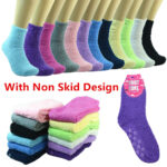 women 6 pairs super soft winter non skid cozy fuzzy solid slipper socks 9 11