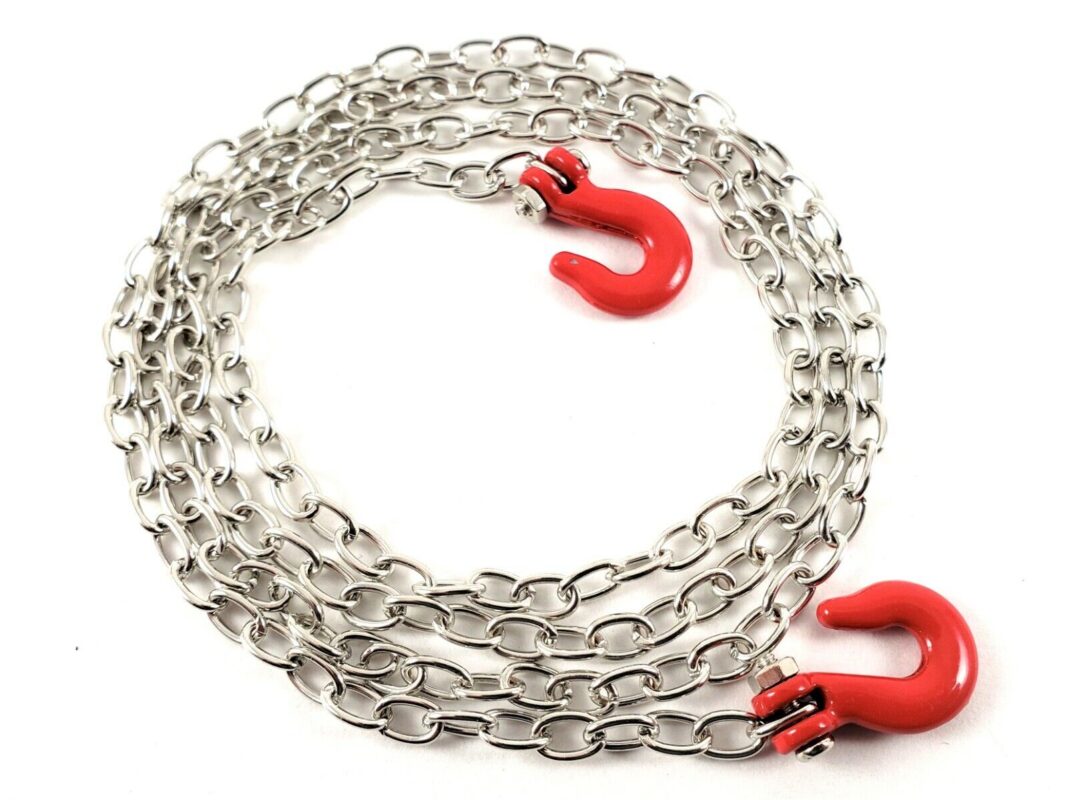 two metal recovery chains w/hooks for 1/10 r/c scale crawler tamiya axial rc4wd