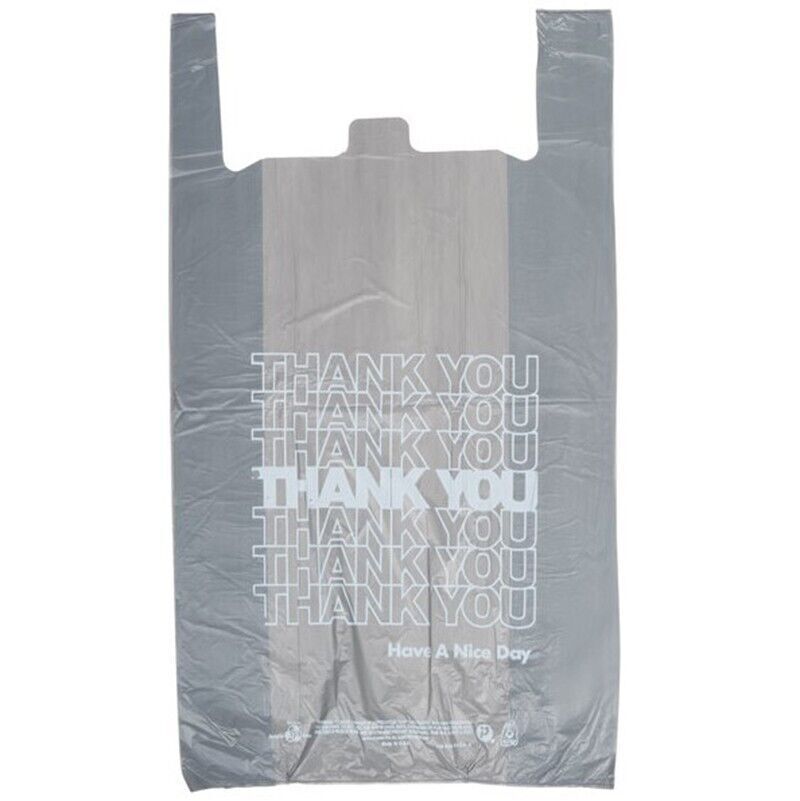 bags extra large 18 x 8x 32 gray thank you t shirt plastic grocery shopping bags
