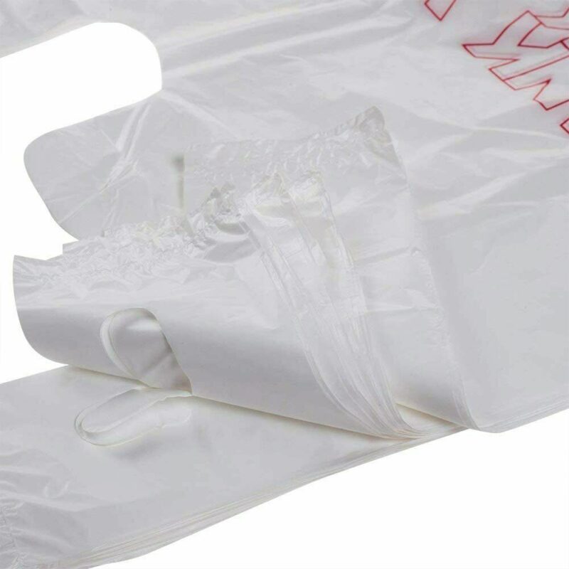 bags 1/6 small 8 x 4 x 16 thank you t shirt plastic grocery shopping bags white