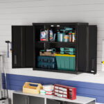 heavy duty garage wall mount cabinet with locking doors and adjustable shelf