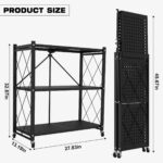 3/4 tier heavy duty foldable metal rack storage shelving unit with wheel kitchen