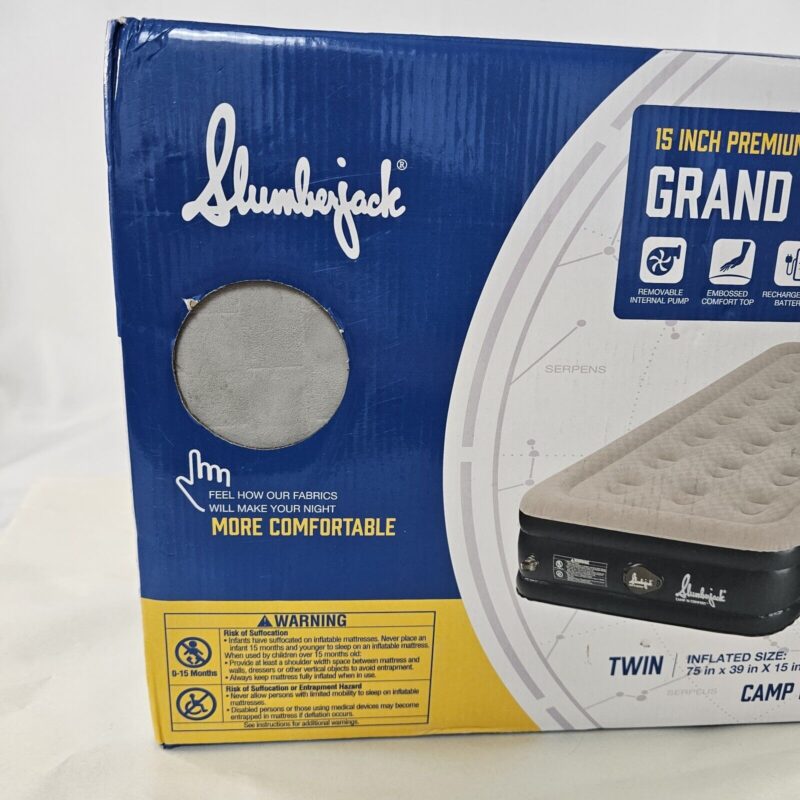 new grand mesa slumberjack 15" air mattress + built in removeable pump twin read