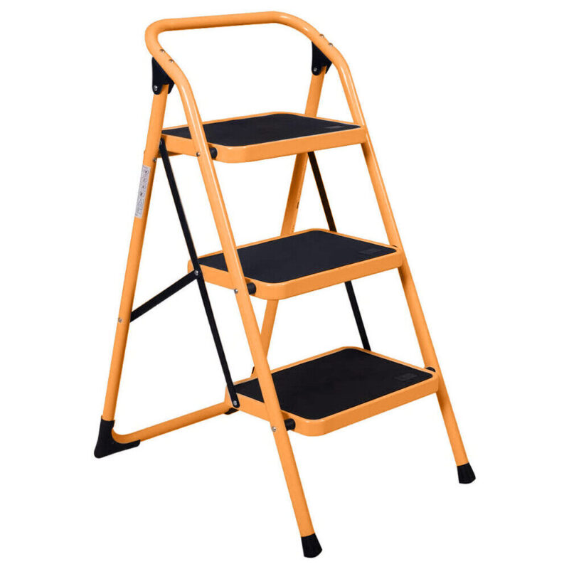 protable 3 step ladder folding non slip safety tread heavy duty 330lbs capacity