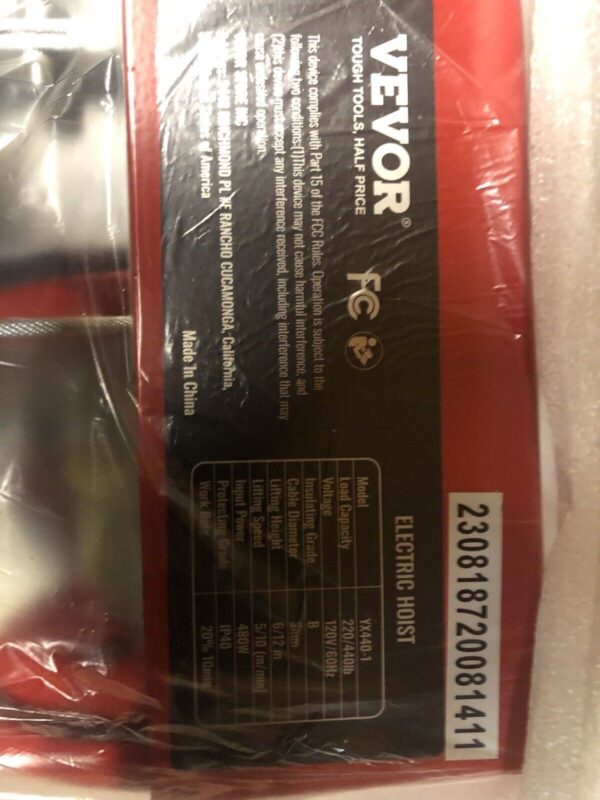 vevor 440 lbs electric hoist with 14ft wired remote control ... new . lift