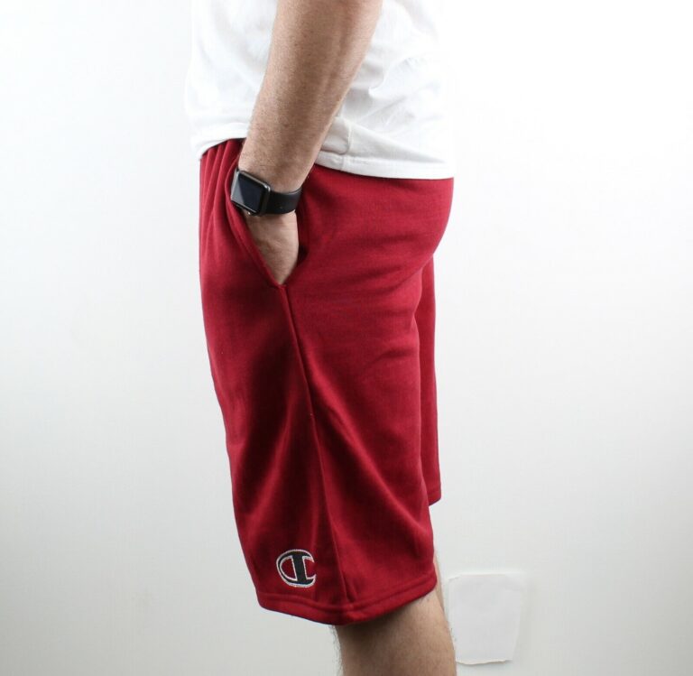 champion men's gym shorts with logo polyester fleece short, 11 inch inseam