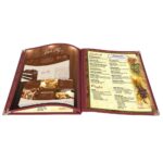 wechef 30pc restaurant 8.5x14 menu cover trifold 6 view 3 page book burgundy