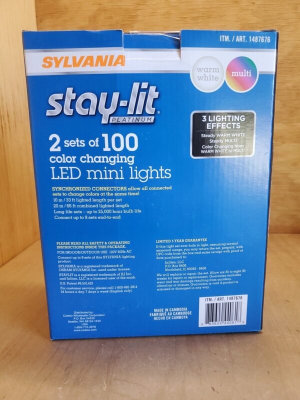 2 boxes sylvania stay lit color changing led mini lights 2 sets/100 white/multi