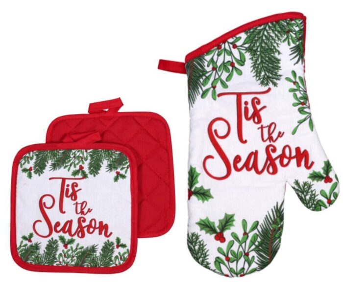 holiday classic kitchen towel set with pot holders oven mitt and set of 4 ref...