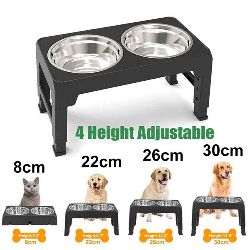 elevated dog bowl pet feeder stainless steel raised food water stand adjustable