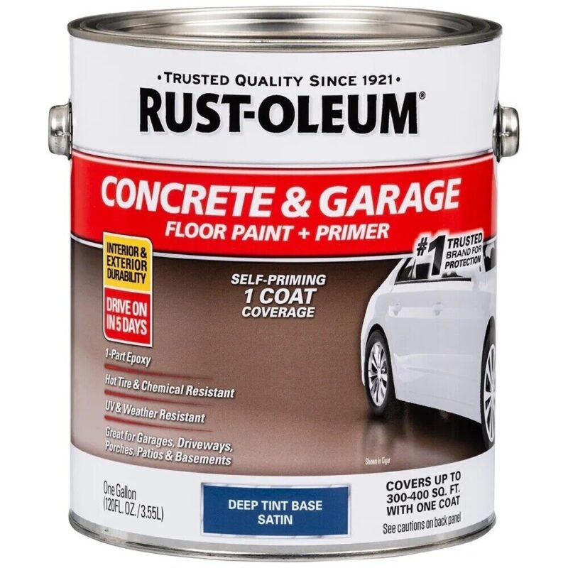 rust oleum 319550 concrete & garage floor paint & primer, deep tint base