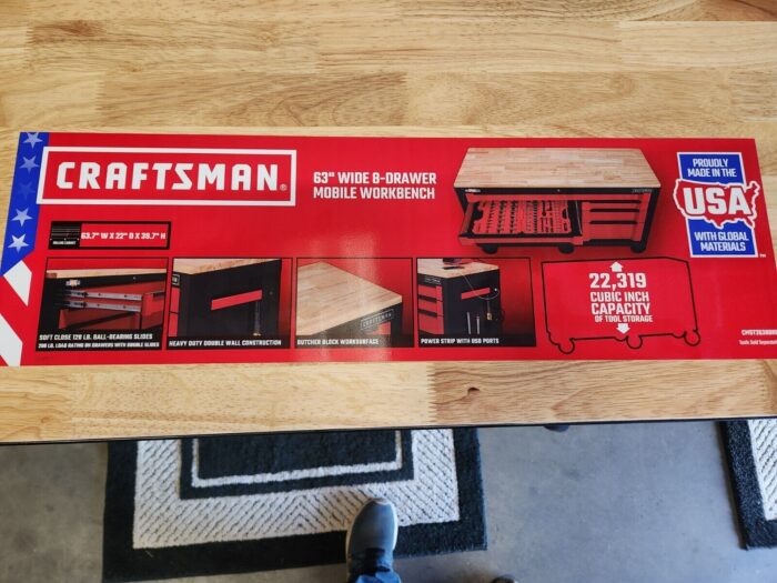 craftsman 63" tool box chest mobile workbench table top 8 drawer huge brand new