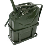 2x 5 gallon jerry can fuel steel tank 20l storage emergency backup w/ holder