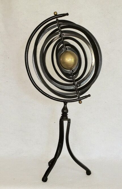 vintage antique brass copernicus armillary globe sphere 25" art deco w stand