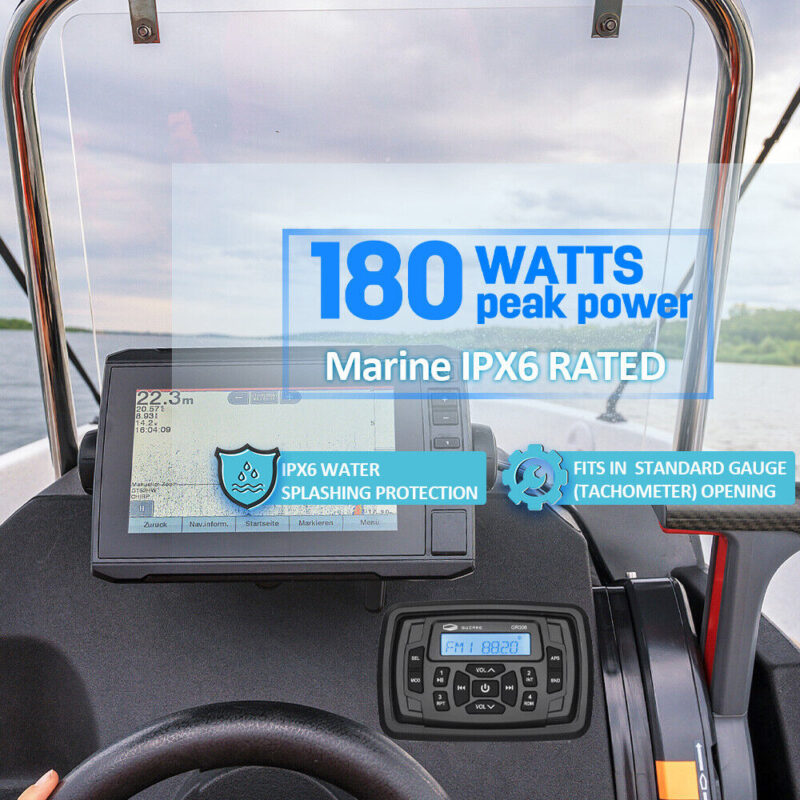 marine bluetooth stereo radio receiver with antenna for atv utv truck golf cart