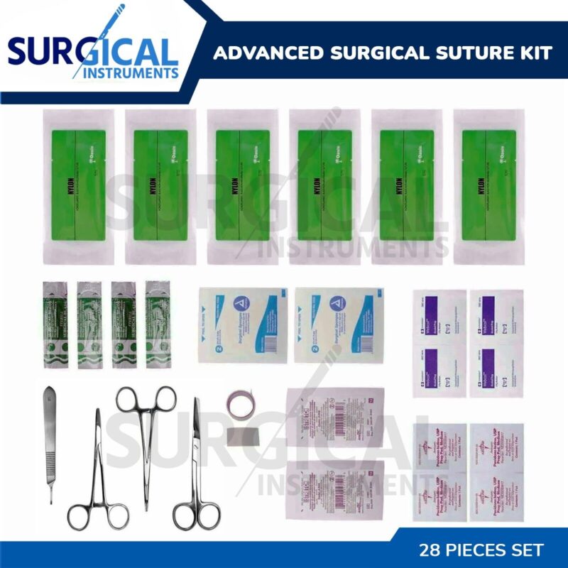 advanced surgical suture kit, first aid travel trauma pack, 28 pieces german gr