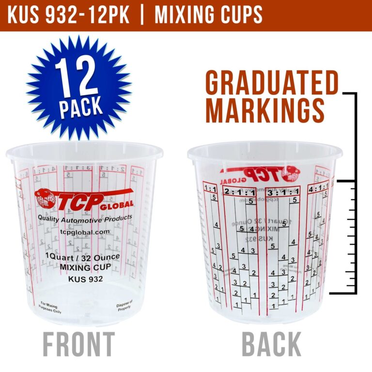 32 ounce (1 quart) paint & epoxy mixing cup calibrated ratios pack of 12 cups