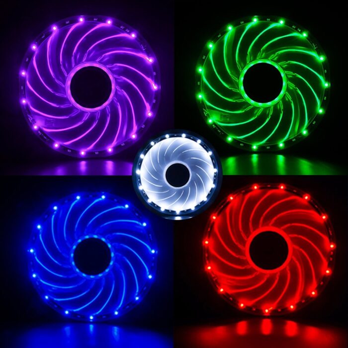 2 pack 120mm 15 led pc cpu computer case cooling neon quite clear fan mod cooler